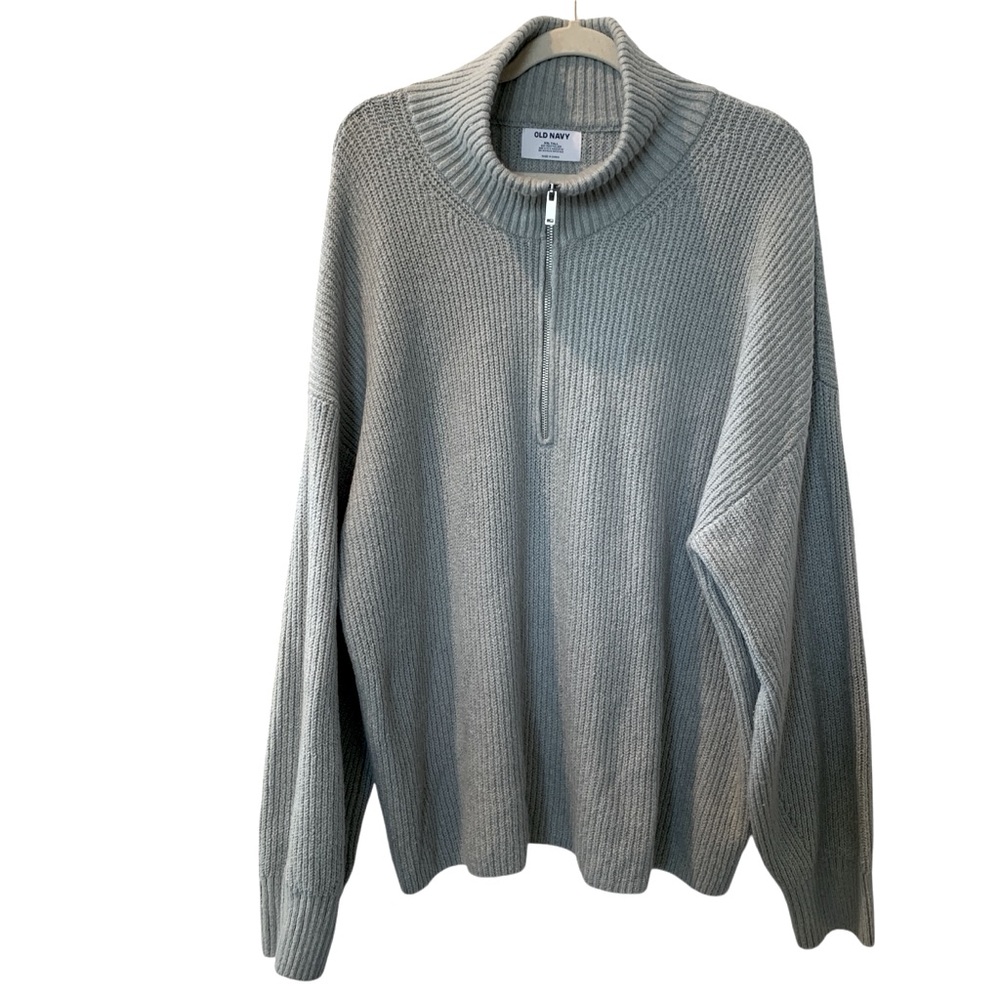OLD NAVY Longsleeve Gray Half Zip Collar Knit Sweater XXL Tall Cabincore